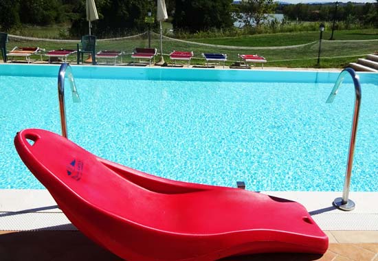 Deck chairs by the pool